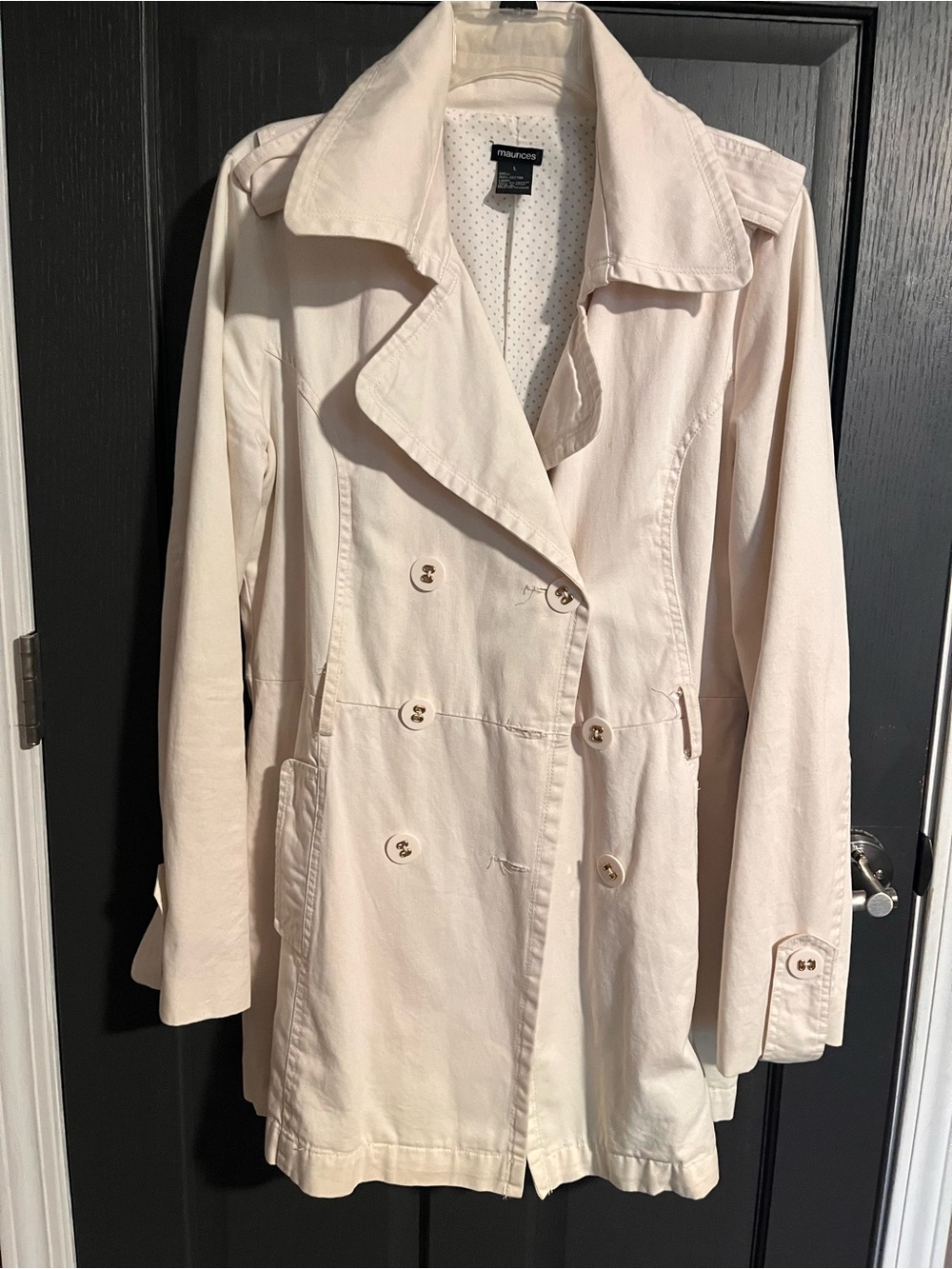 Maurices Light Cream Double-Breasted Trench Coat